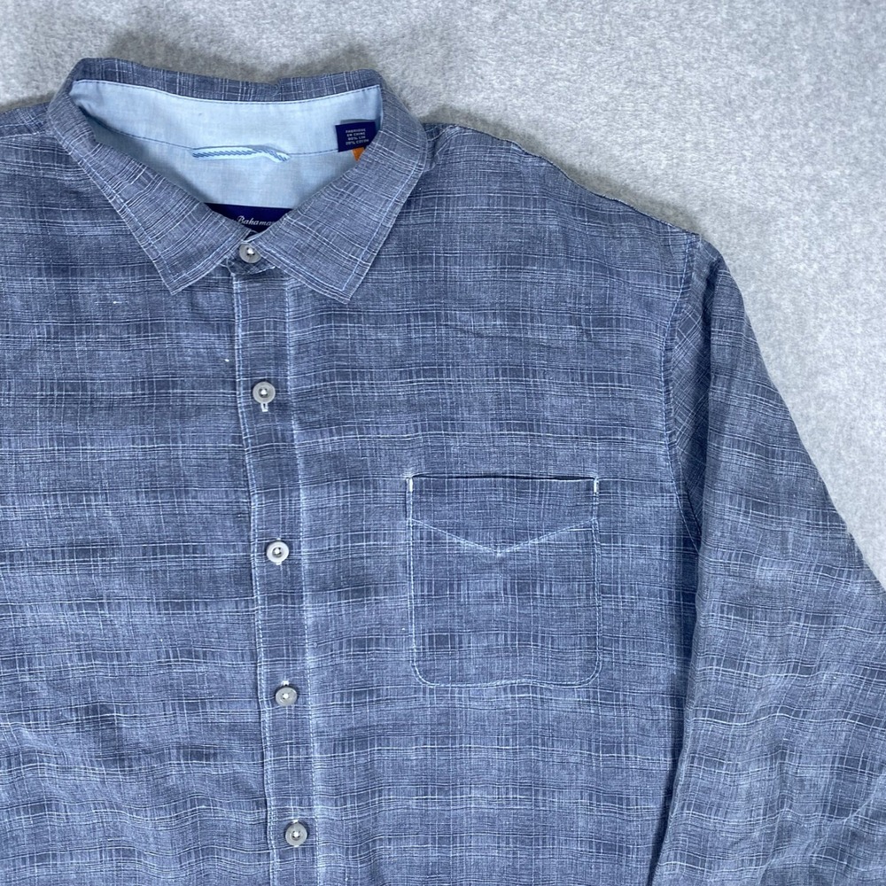 Tommy Bahama Button Down Shirt Mens XXL Blue Linen Cotton Slub Long Sleeve - Picture 3 of 16